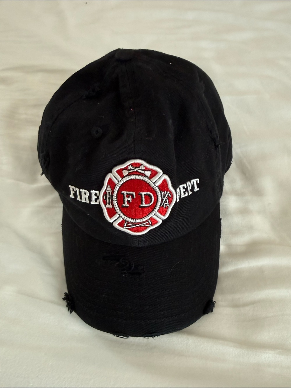 KBETHOS Black Baseball Cap with Red Fire Dept Emblem